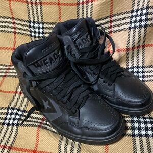 Converse - Triple Black Leather Weapon High Top Shoes
